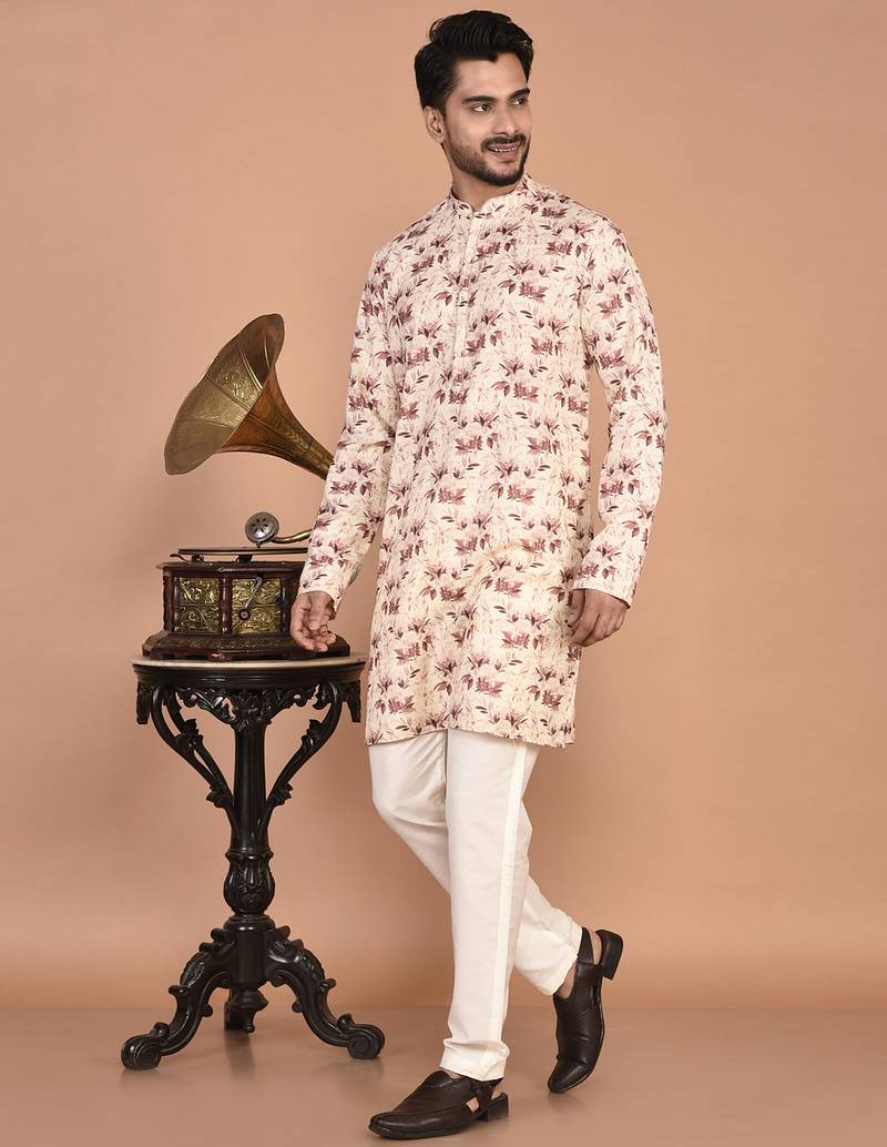 Men’s cotton printed kurta for ethnic wear