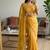 Yellow Color Moti And Sequence HandWork Satin Saree