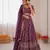 purple jacquard thread sequin lehenga choli set