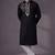 Black embroidered dupion silk kurta pyjama