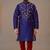 Blue embroidered dupion silk kurta pyjama