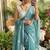 Sky Blue Color Embroidery Work Chiffon Saree