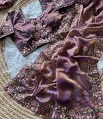 Lavender  Color Embroidery Sequence Work Silk Saree