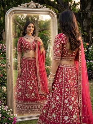 Pink georgette embroidery lehenga CHOLI 2
