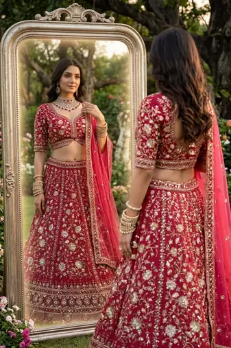 Pink georgette embroidery lehenga CHOLI