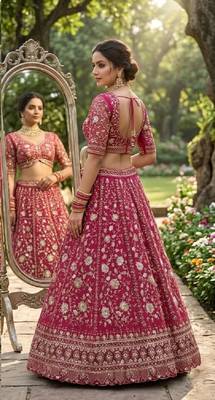Pink georgette embroidery lehenga CHOLI 3