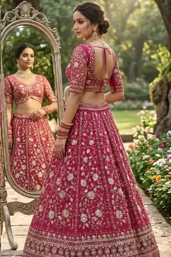 Pink georgette embroidery lehenga CHOLI