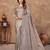 grey silk blend floral woven zari design saree with blouse piece