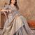 grey silk blend floral woven zari design saree with blouse piece