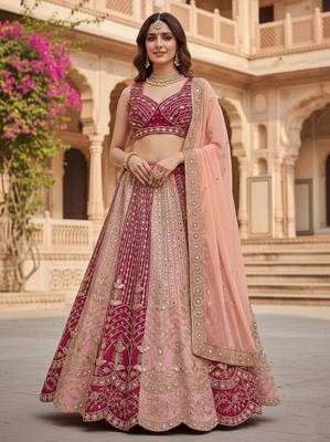 MULTI GEORGETTE EMBROIDERY lehenga CHOLI  1