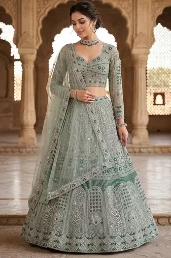 GREEN SOFT EMBROIDERY lehenga CHOLI
