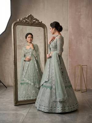 GREEN SOFT EMBROIDERY lehenga CHOLI 3