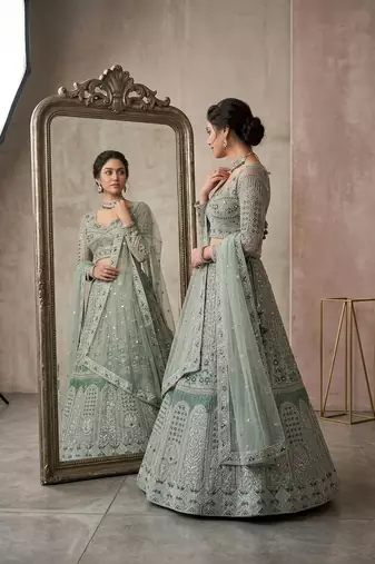 GREEN SOFT EMBROIDERY lehenga CHOLI
