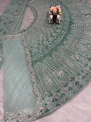 GREEN SOFT EMBROIDERY lehenga CHOLI 4
