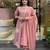 Dusty pink printed cotton kurta pant with dupatta