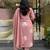 Dusty pink printed cotton kurta pant with dupatta