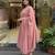 Dusty pink printed cotton kurta pant with dupatta