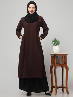 Women abaya burqa dress double color sided pocket 1