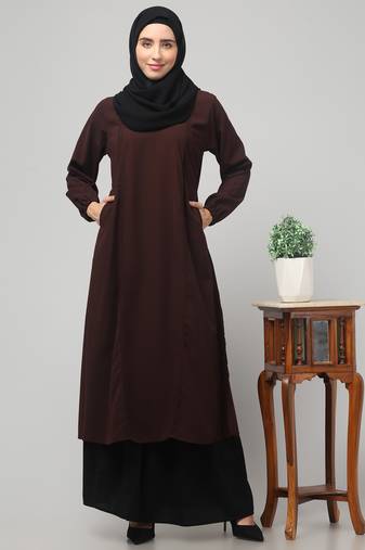 Women abaya burqa dress double color sided pocket