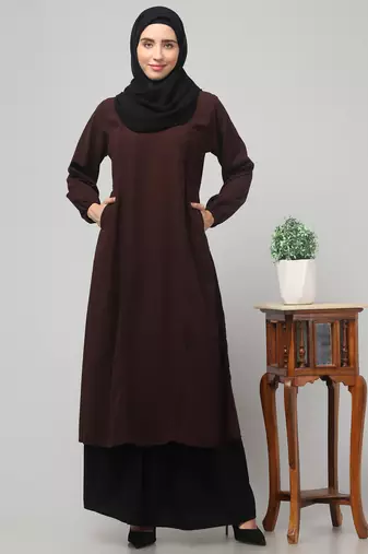 Women abaya burqa dress double color sided pocket