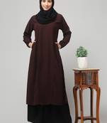 Women abaya burqa dress double color sided pocket