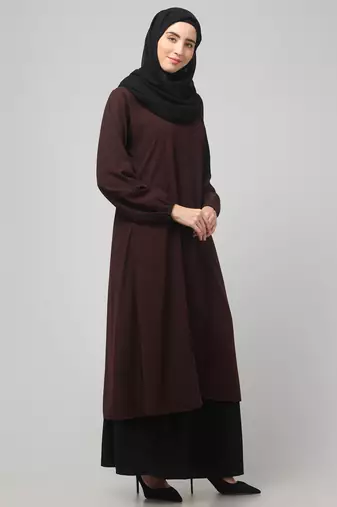 Women abaya burqa dress double color sided pocket