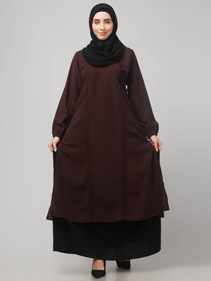 Women abaya burqa dress double color sided pocket 4