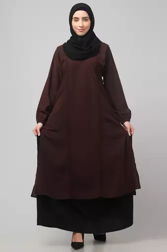 Women abaya burqa dress double color sided pocket