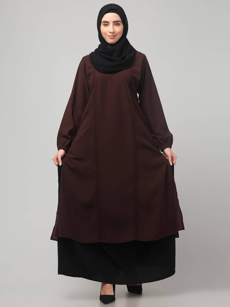 Women abaya burqa dress double color sided pocket