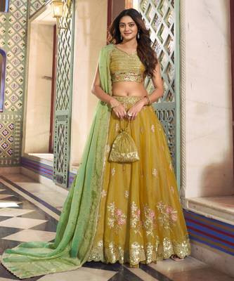  Moss Silk Embroidered Lehenga Choli for & Wedding Wear 1