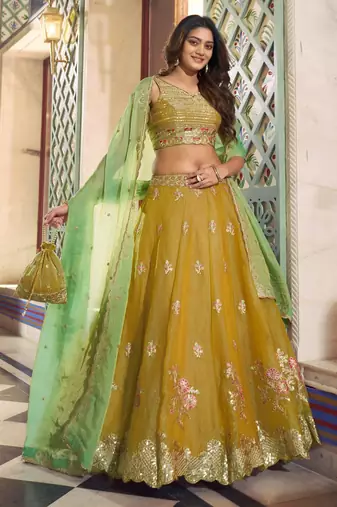  Moss Silk Embroidered Lehenga Choli for & Wedding Wear