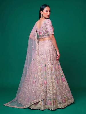 Bridal Wear Heavy Embroidered Net Lehenga Choli Set with Sequins 3