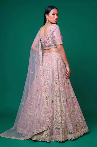 Bridal Wear Heavy Embroidered Net Lehenga Choli Set with Sequins