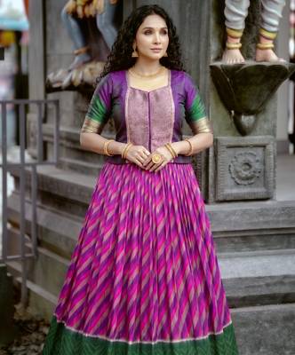 Women's Tasar Silk Leheriya Print Lehenga Choli Set 2