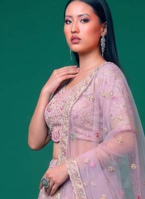 Bridal Wear Heavy Embroidered Net Lehenga Choli Set with Sequins 4
