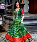 Women's Tasar Silk Leheriya Print Lehenga Choli Set