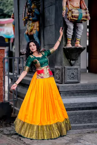 Women's Cotton Silk Jacquard Zari Work Lehenga Choli