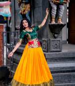 Women's Cotton Silk Jacquard Zari Work Lehenga Choli