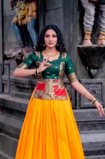 Women's Cotton Silk Jacquard Zari Work Lehenga Choli