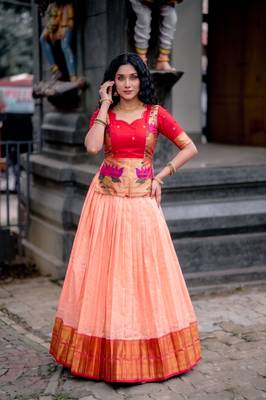 Women's Cotton Silk Jacquard Zari Work Lehenga Choli 1