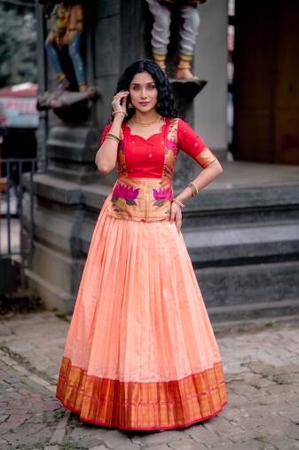 Women's Cotton Silk Jacquard Zari Work Lehenga Choli