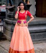 Women's Cotton Silk Jacquard Zari Work Lehenga Choli