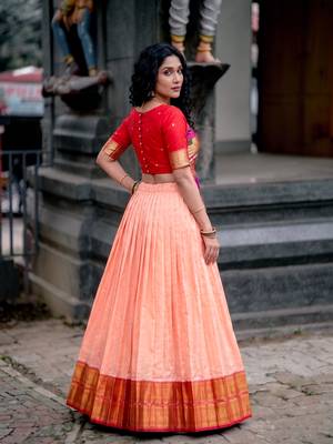 Women's Cotton Silk Jacquard Zari Work Lehenga Choli 3