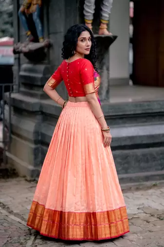 Women's Cotton Silk Jacquard Zari Work Lehenga Choli