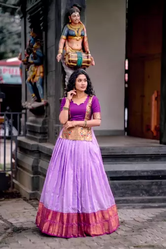 Women's Cotton Silk Jacquard Zari Work Lehenga Choli