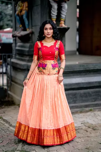 Women's Cotton Silk Jacquard Zari Work Lehenga Choli