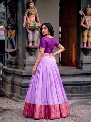 Women's Cotton Silk Jacquard Zari Work Lehenga Choli 3