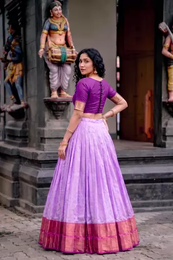Women's Cotton Silk Jacquard Zari Work Lehenga Choli