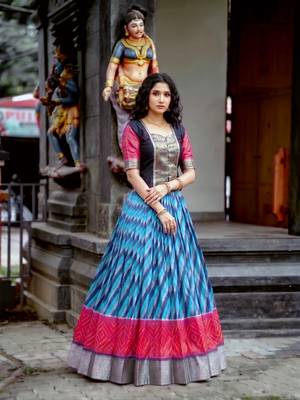 Women's Tasar Silk Leheriya Print Lehenga Choli Set 1