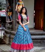 Women's Tasar Silk Leheriya Print Lehenga Choli Set